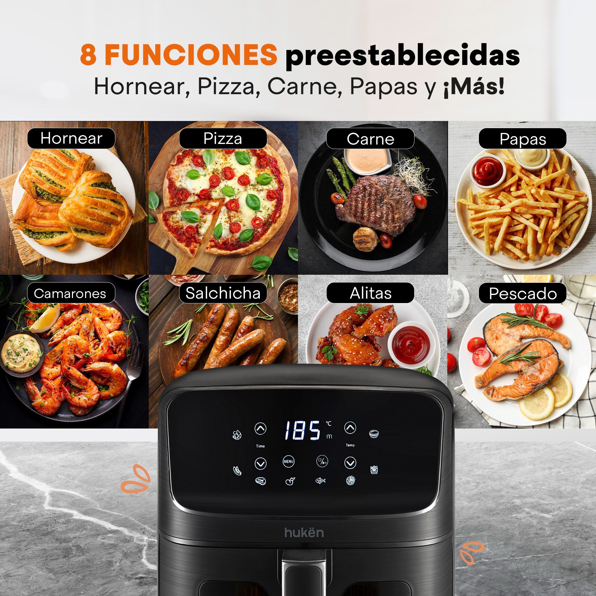 Foto 4 | Freidora De Aire Multifuncional Ligth-view 4.5l Masterchef By Huken Mk-af-45black Negro Matte