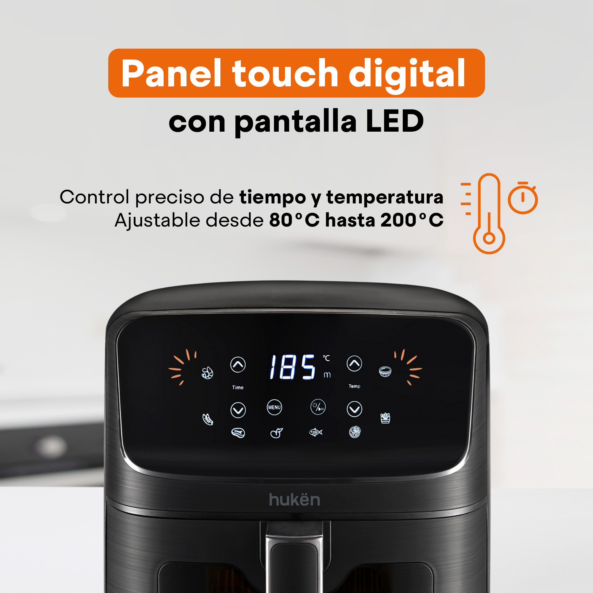Foto 6 pulgar | Freidora De Aire Multifuncional Ligth-view 4.5l Masterchef By Huken Mk-af-45black Negro Matte