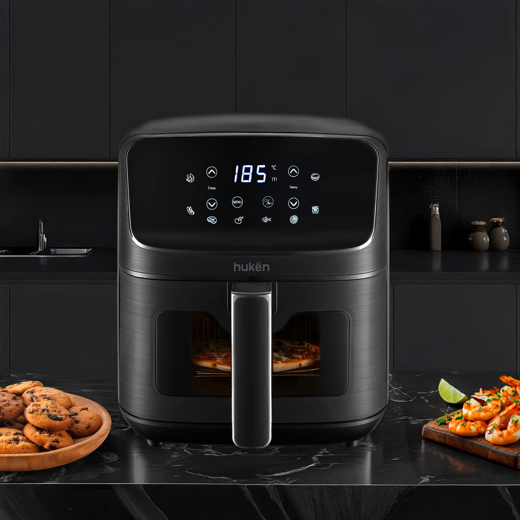 Foto 8 pulgar | Freidora De Aire Multifuncional Ligth-view 4.5l Masterchef By Huken Mk-af-45black Negro Matte