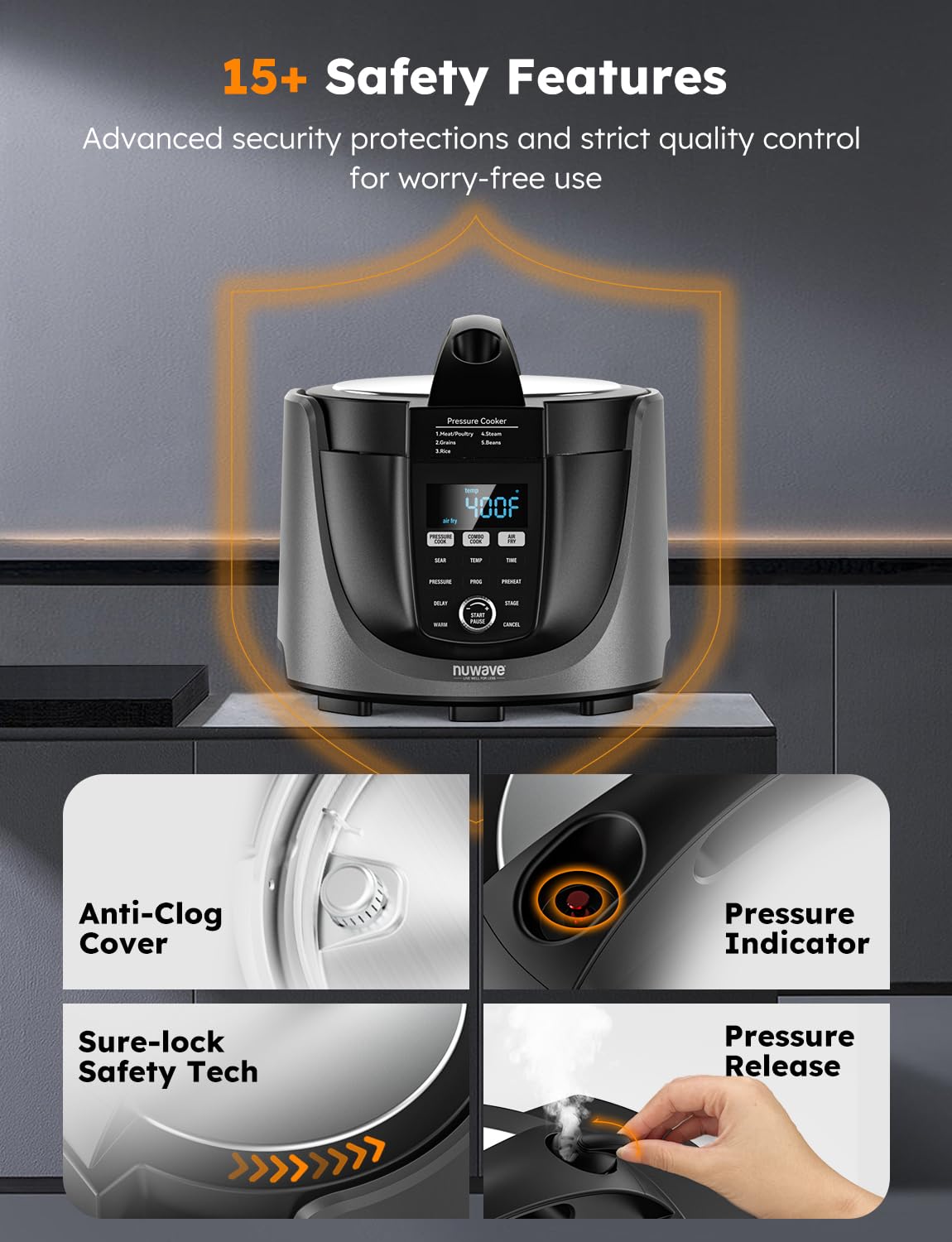 Foto 7 | Combinación De Freidora, Olla A Presión Eléctrica Y Parrilla Nuwave Duet - Venta Internacional.