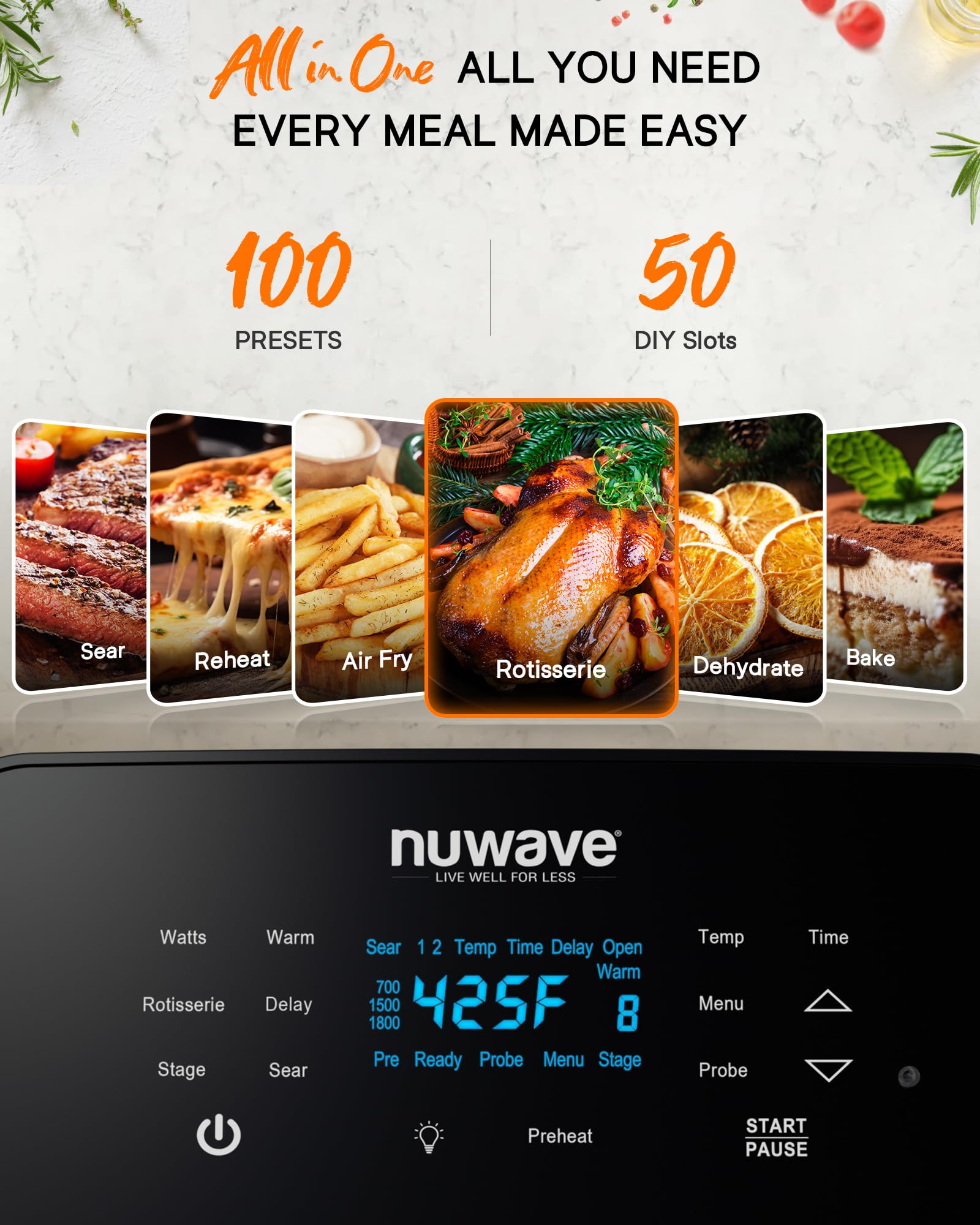 Foto 2 | Kit Air Fryer, Horno Tostador Y Asador Nuwave Brio De 15,5 Cuartos De Galón - Venta Internacional.