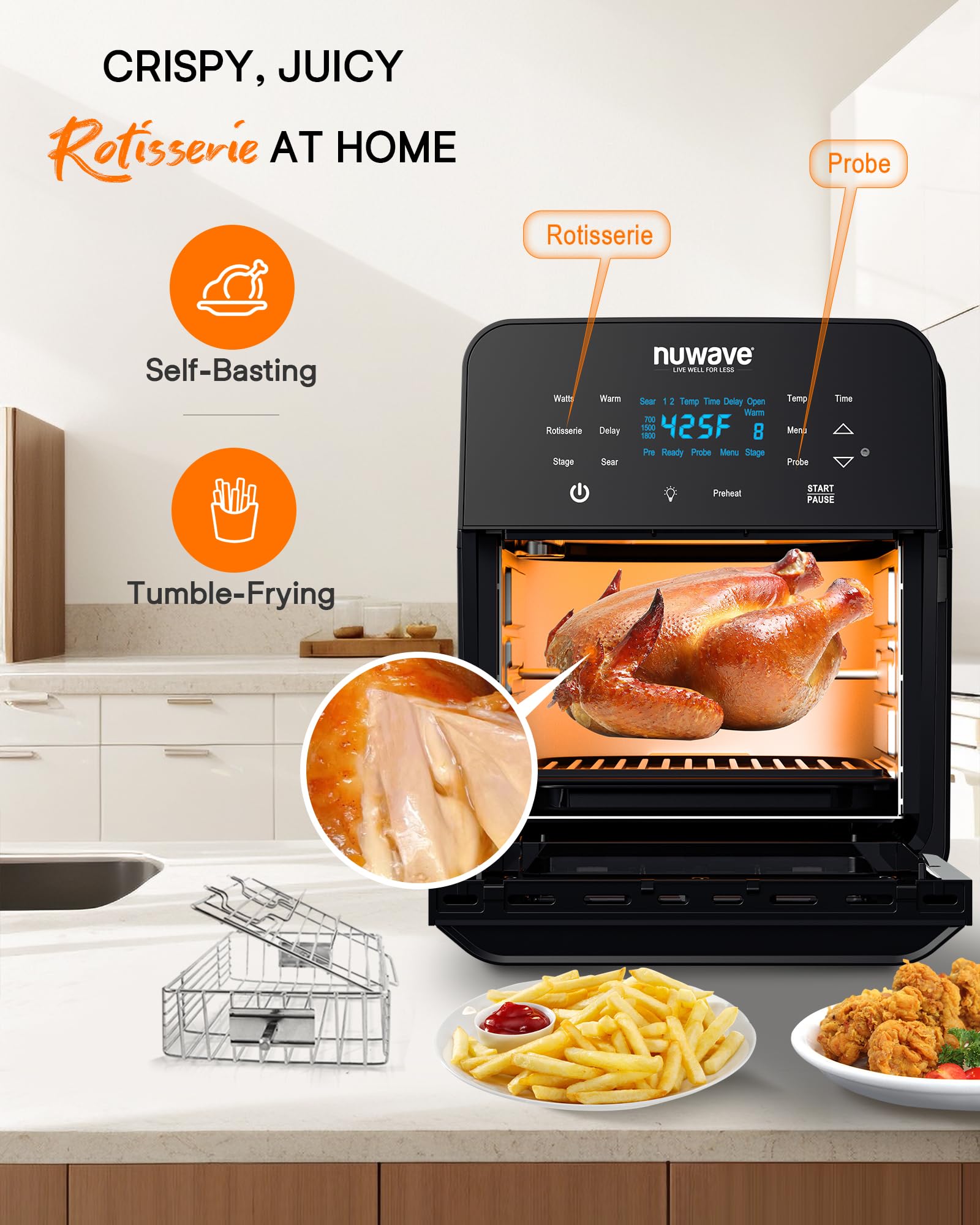 Foto 6 pulgar | Kit Air Fryer, Horno Tostador Y Asador Nuwave Brio De 15,5 Cuartos De Galón - Venta Internacional.