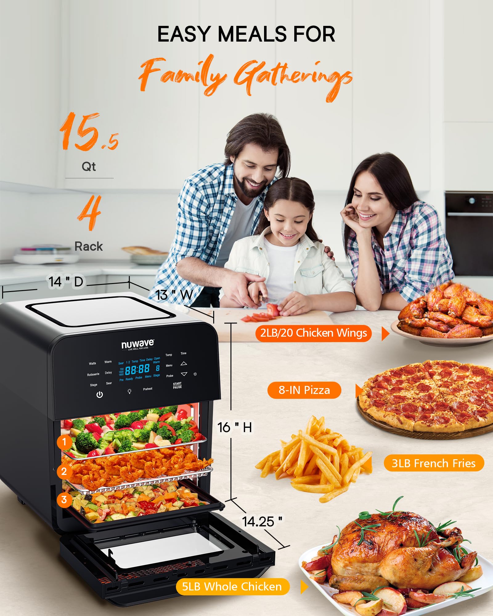Foto 7 pulgar | Kit Air Fryer, Horno Tostador Y Asador Nuwave Brio De 15,5 Cuartos De Galón - Venta Internacional.