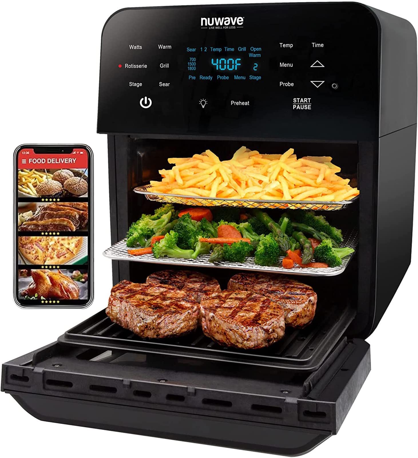 Foto 2 pulgar | Horno Air Freyer Nuwave Brio De 15.5 Cuartos De Galón, Tamaño Xl, Con Asador - Venta Internacional.
