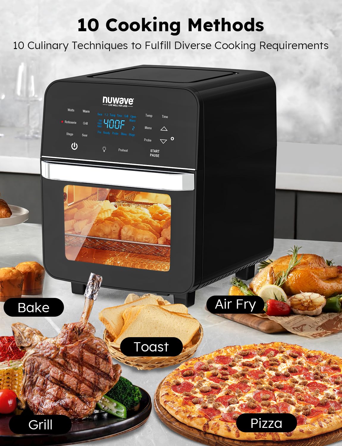 Foto 3 pulgar | Horno Air Freyer Nuwave Brio De 15.5 Cuartos De Galón, Tamaño Xl, Con Asador - Venta Internacional.