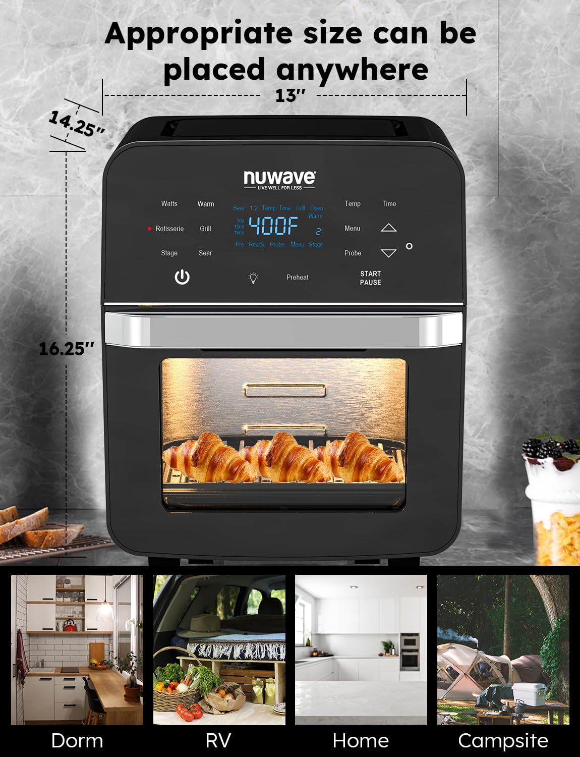 Foto 6 pulgar | Horno Air Freyer Nuwave Brio De 15.5 Cuartos De Galón, Tamaño Xl, Con Asador - Venta Internacional.