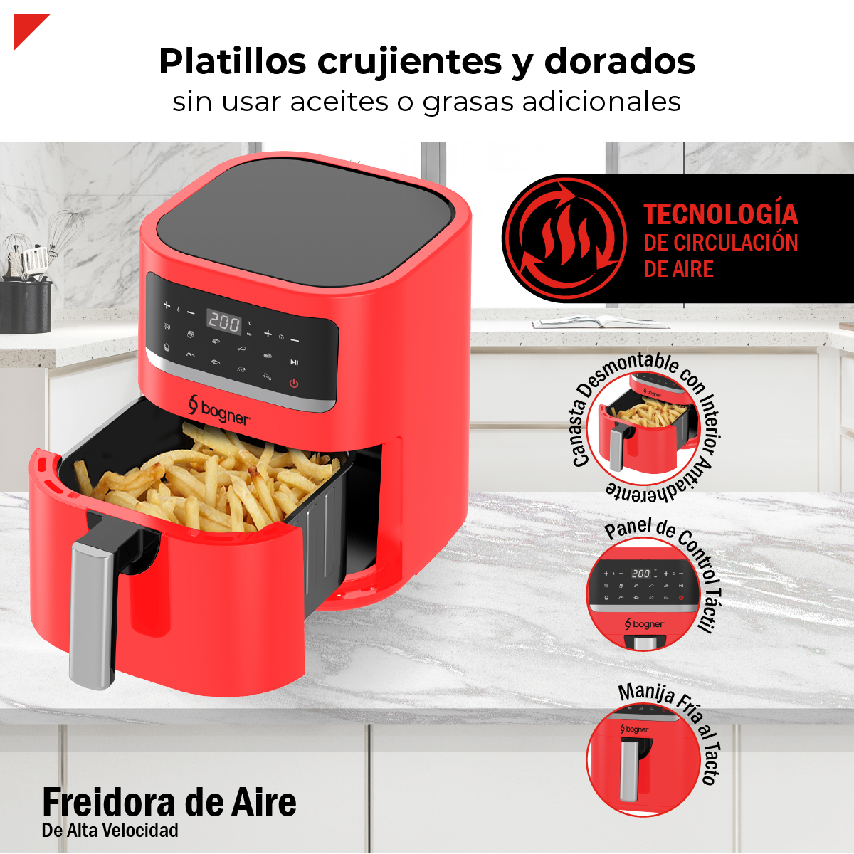 Foto 3 pulgar | Freidora de Aire Bogner BAF03 Alta Velocidad 3.3 l