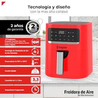 Foto 3 | Freidora de Aire Bogner BAF03 Alta Velocidad 3.3 l
