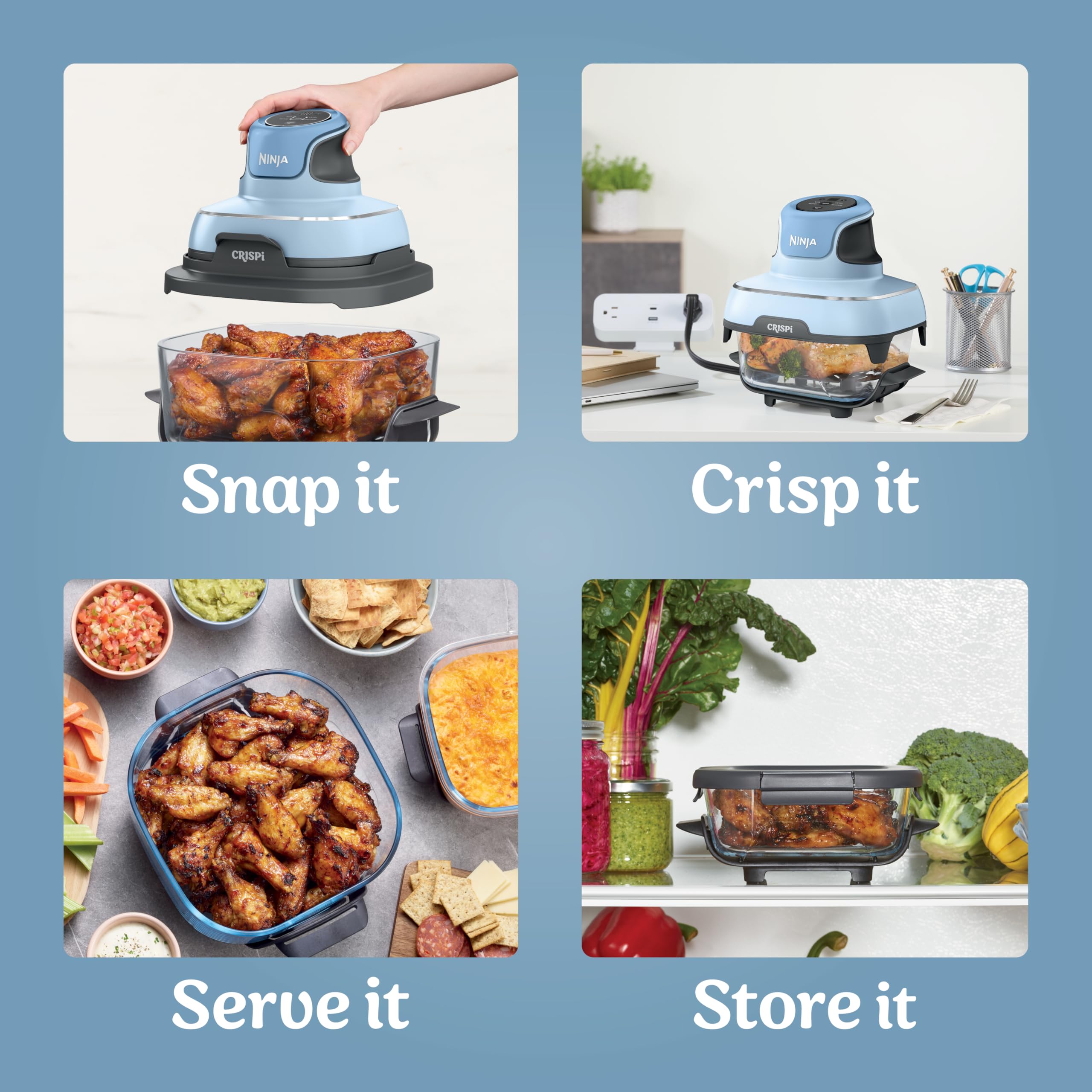 Foto 5 pulgar | Sistema De Cocción Air Fryer Ninja Crispi 4 En 1 4 L Periwinkle - Venta Internacional.