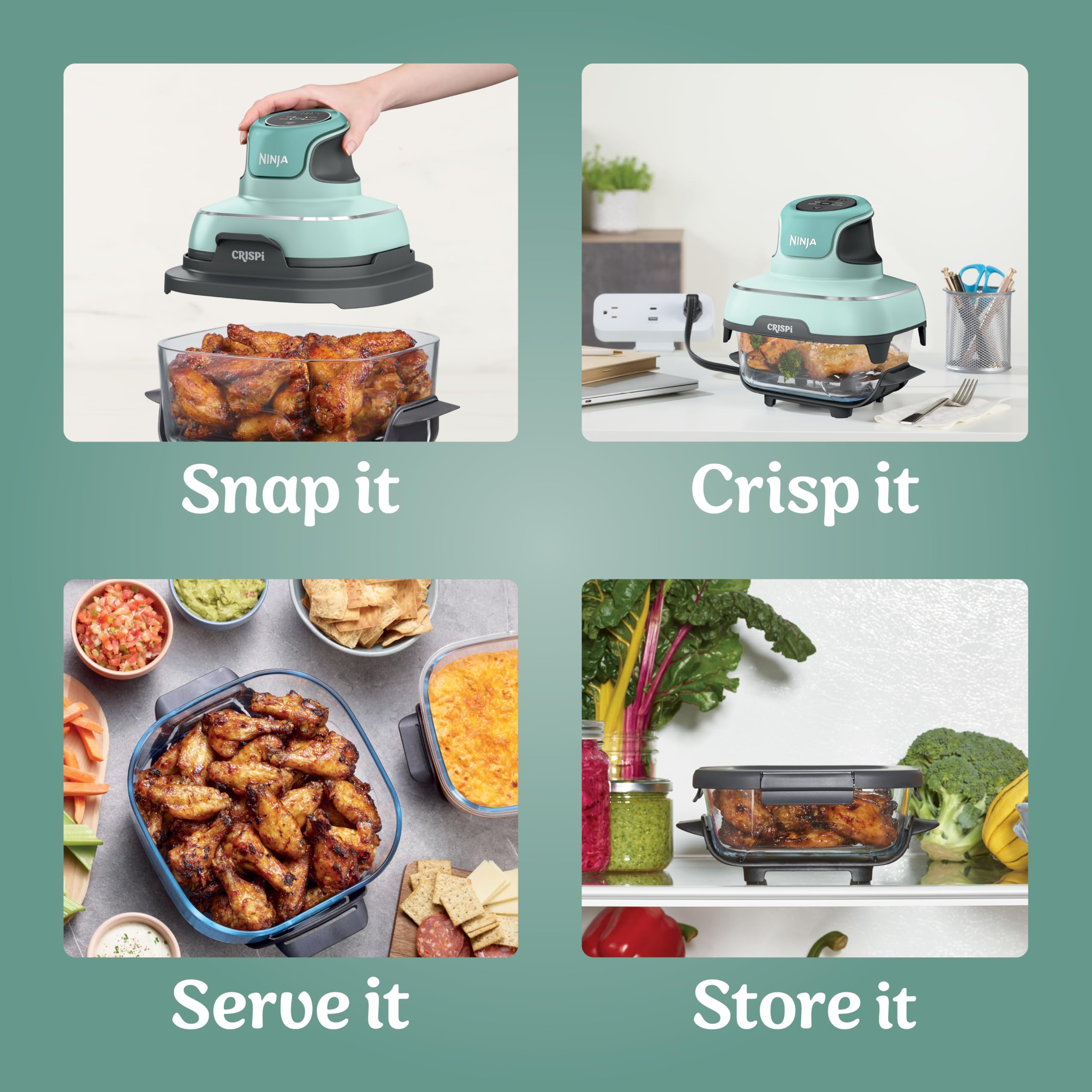 Foto 5 pulgar | Sistema De Cocción Air Fryer Ninja Crispi 4 En 1, Vidrio De 4 Litros Y 1,4 Litros - Venta Internacional.