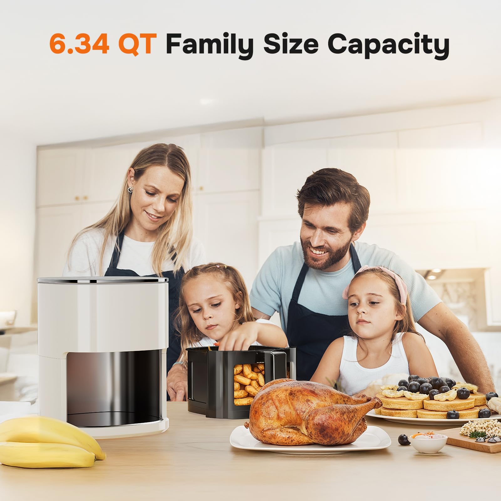 Foto 3 pulgar | Freidora Air Fryer Simple Deluxe, 6,34 L, 1700 W, 12 Ajustes Preestablecidos, Color Beige - Venta Internacional.
