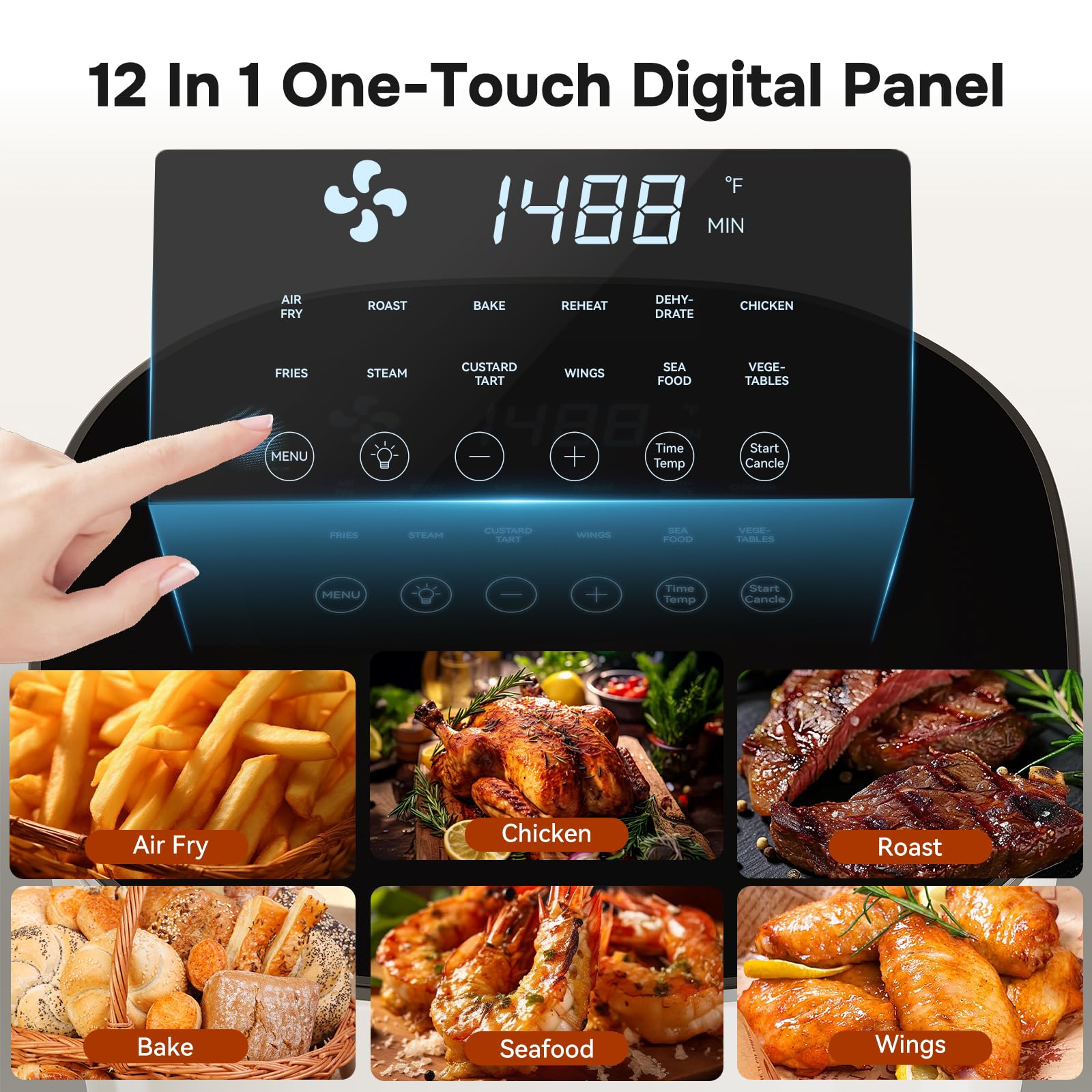 Foto 4 pulgar | Freidora Air Fryer Simple Deluxe, 6,34 L, 1700 W, 12 Ajustes Preestablecidos, Color Beige - Venta Internacional.