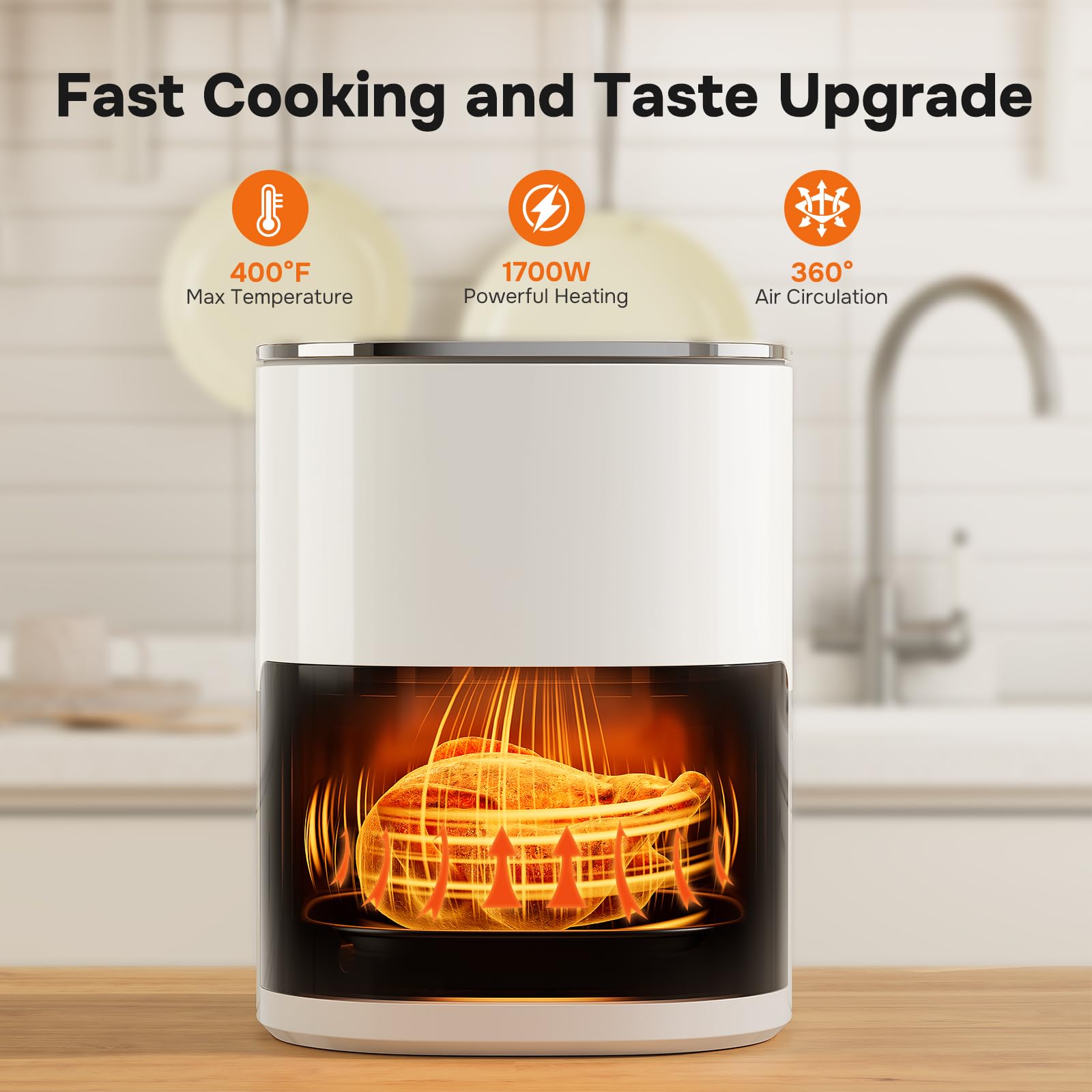 Foto 5 pulgar | Freidora Air Fryer Simple Deluxe, 6,34 L, 1700 W, 12 Ajustes Preestablecidos, Color Beige - Venta Internacional.