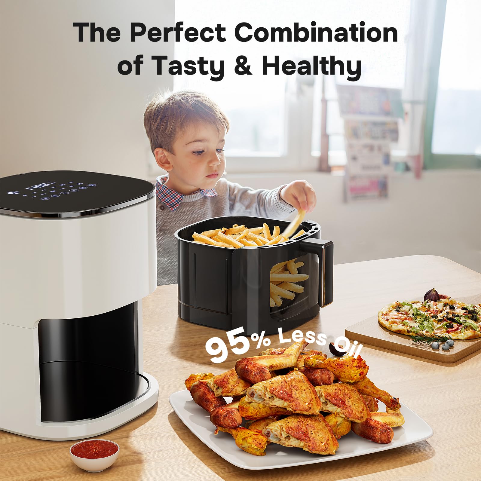 Foto 8 pulgar | Freidora Air Fryer Simple Deluxe, 6,34 L, 1700 W, 12 Ajustes Preestablecidos, Color Beige - Venta Internacional.
