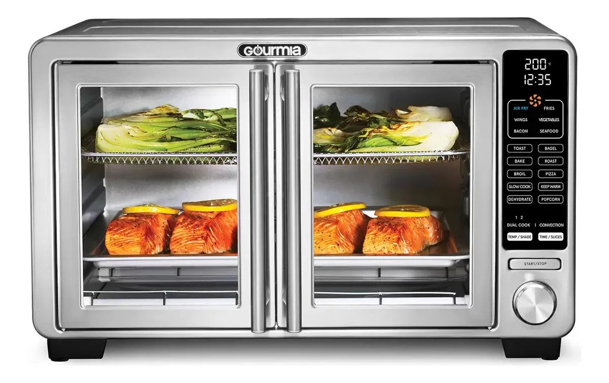 Gourmia Xl Horno Con Freidora Aire Acero Inoxidable Color Gris Plateado