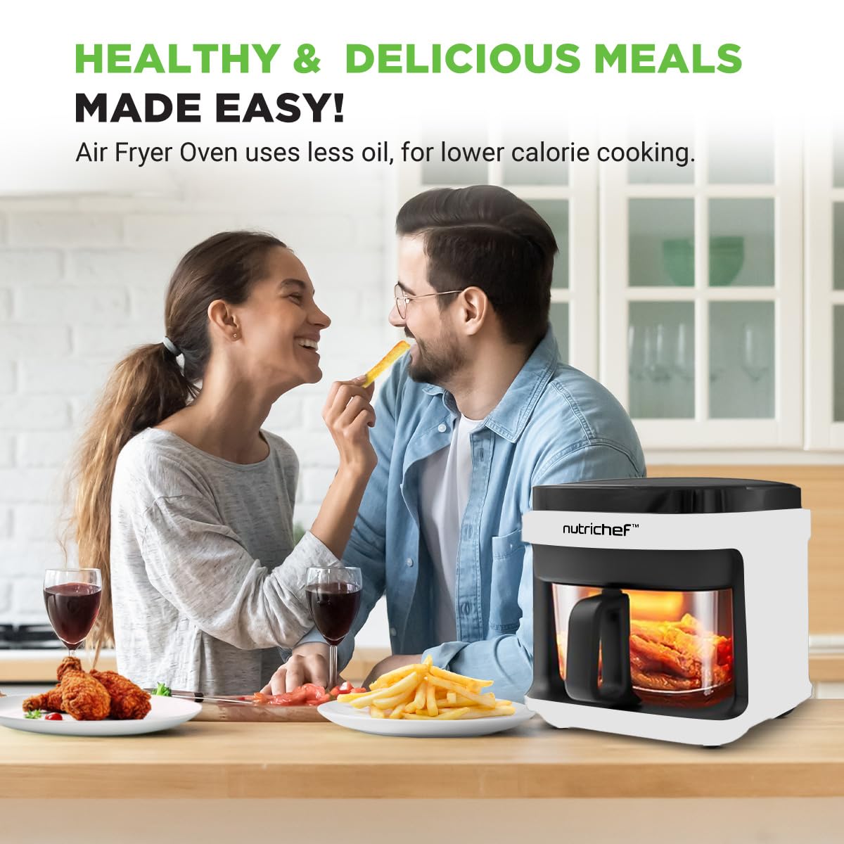 Foto 3 pulgar | Air Fryer Nutrichef  5.8 Cuartos De Galón  8 En 1  Preestablecida  1200 W  Blanca - Venta Internacional.