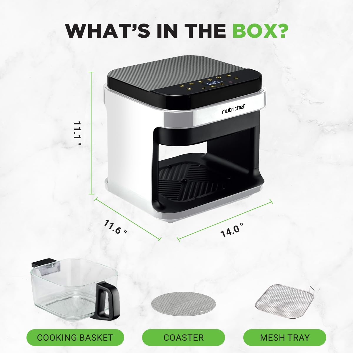 Foto 7 pulgar | Air Fryer Nutrichef  5.8 Cuartos De Galón  8 En 1  Preestablecida  1200 W  Blanca - Venta Internacional.