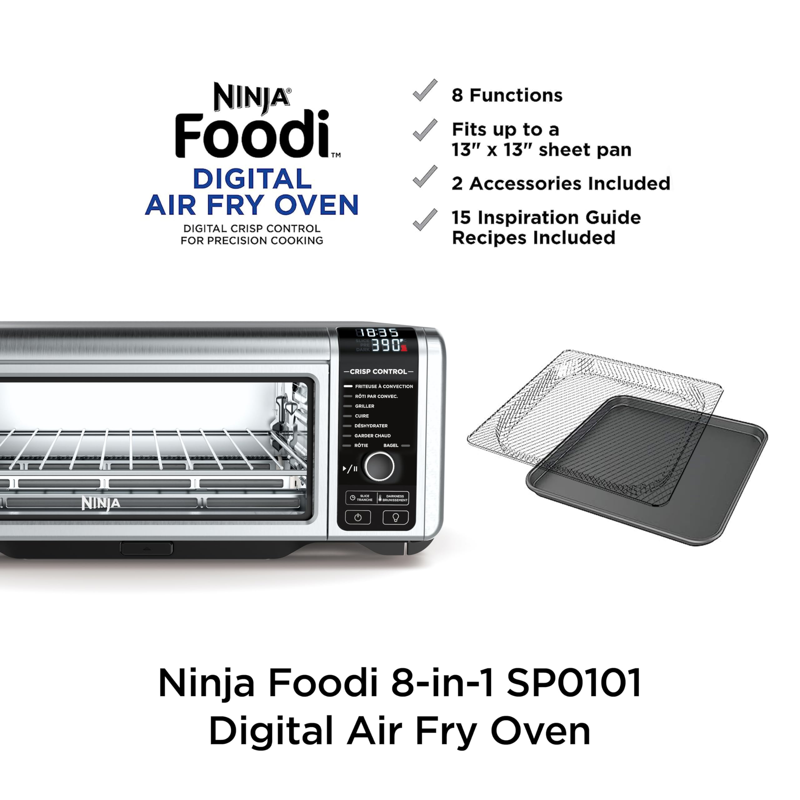 Foto 3 pulgar | Horno De Sobremesa Air Fry Ninja Sp101 8 En 1 Plateado - Venta Internacional.