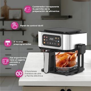 Foto 4 | Freidora De Aire 2 En 1 Con Parrilla Eléctrica Pink Garlic