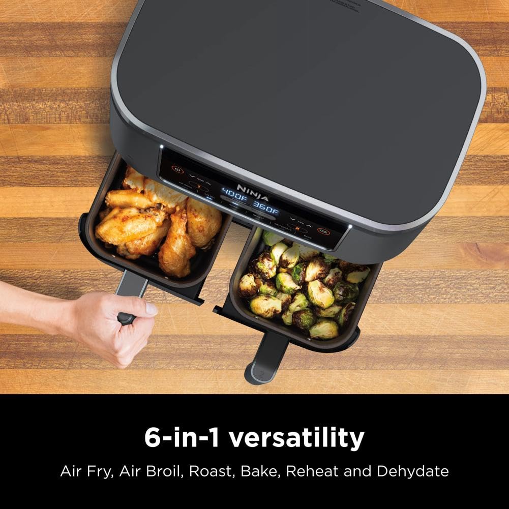 Foto 3 | Air Fryer Ninja Dz201 Foodi  8 Cuartos De Galón  6 En 1  Dualzone  Gris - Venta Internacional.