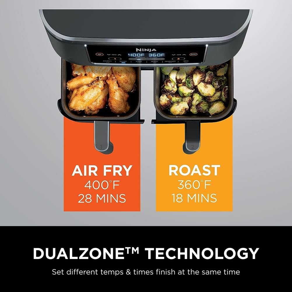 Foto 7 | Air Fryer Ninja Dz201 Foodi  8 Cuartos De Galón  6 En 1  Dualzone  Gris - Venta Internacional.