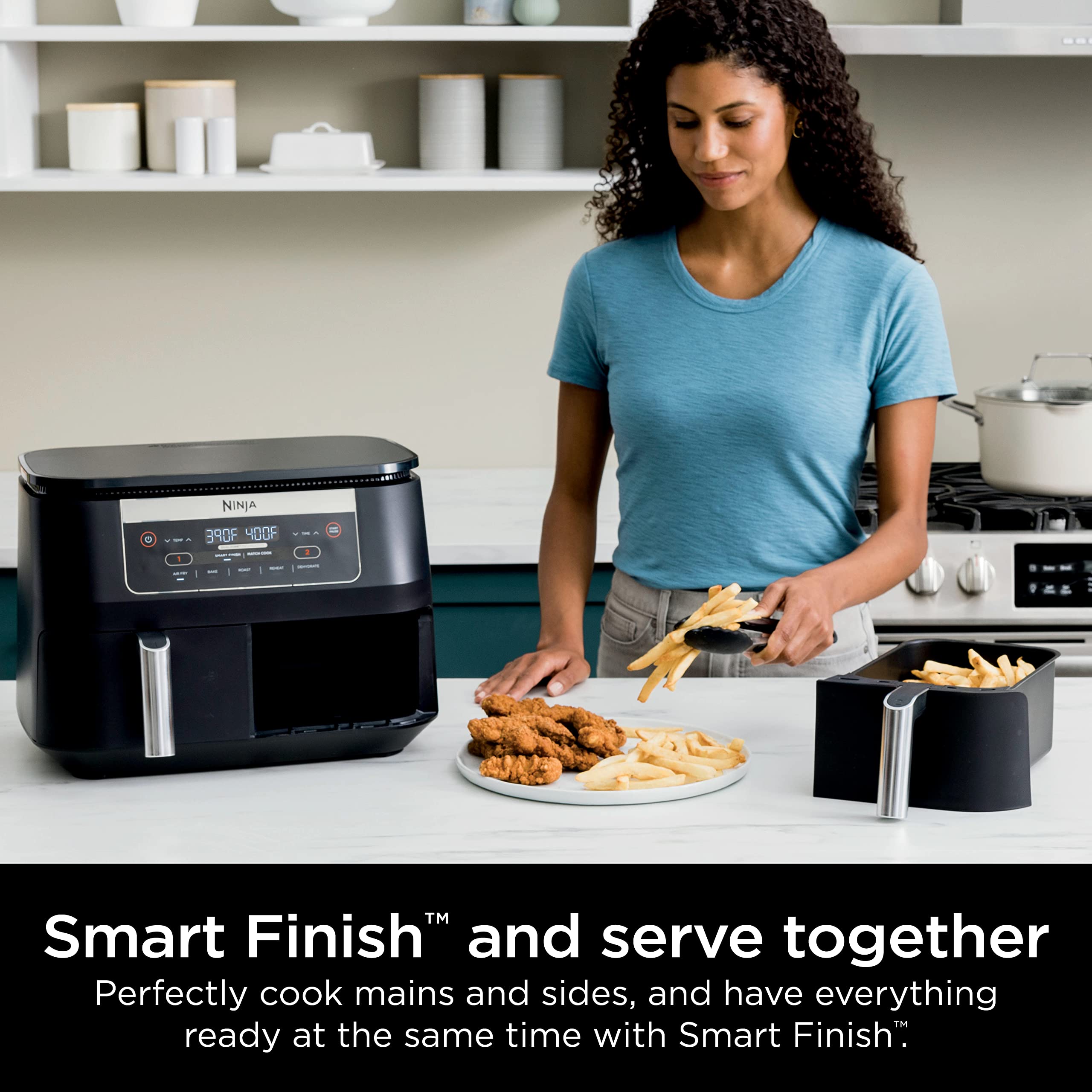 Foto 3 pulgar | Air Fryer Ninja Dz090 Foodi  6 Cuartos De Galón  5 En 1  Dualzone  Negra - Venta Internacional.