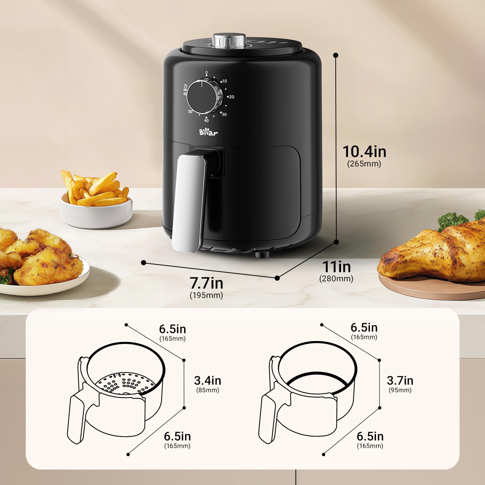 Foto 2 | Freidora Bear Qzg-s08c3 2 1 L/2 2 Qt 800 W 120 V - Venta Internacional.