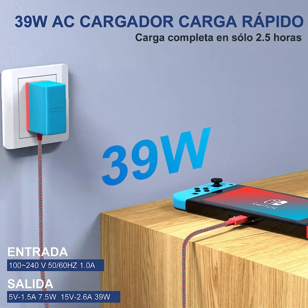 Foto 3 pulgar | Cargador Para Nintendo Switch 5v 1.5a/ 15v 2.6a Ac Adaptador Eo Safe Imports Esi-8545 Multicolor