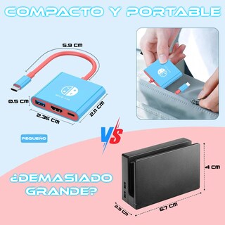 Foto 4 | Adaptador Hub De 3 Puertos Usb+hdmi+tipo C Para Consola Ns