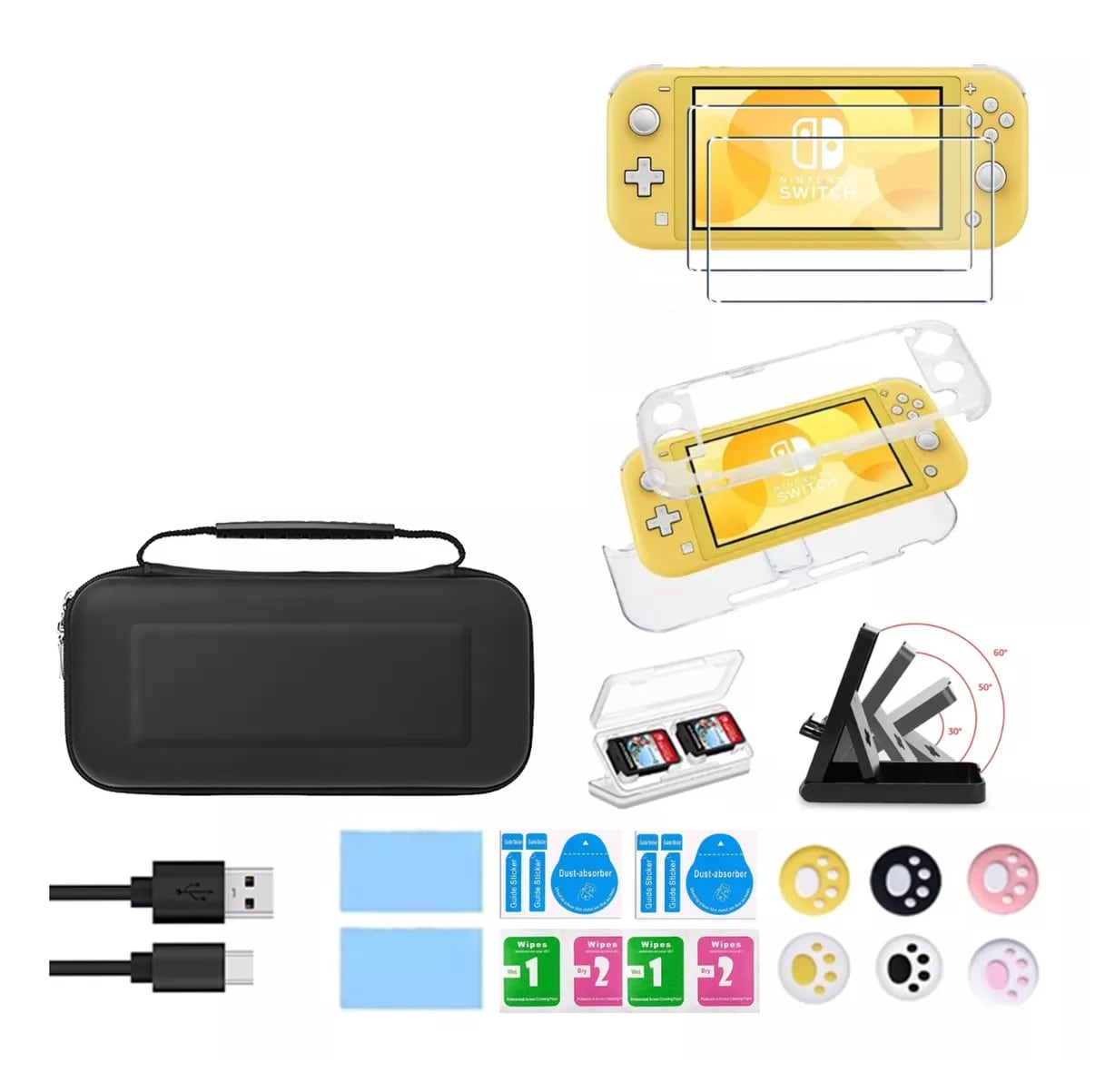 Kit De Accesorios Con Estuche Para Nintendo Switchlite 20 en 1 Negro $729