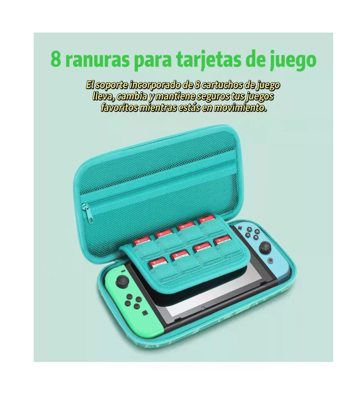 Foto 3 pulgar | Funda para Nintendo Switch Belug Verde con Accesorios