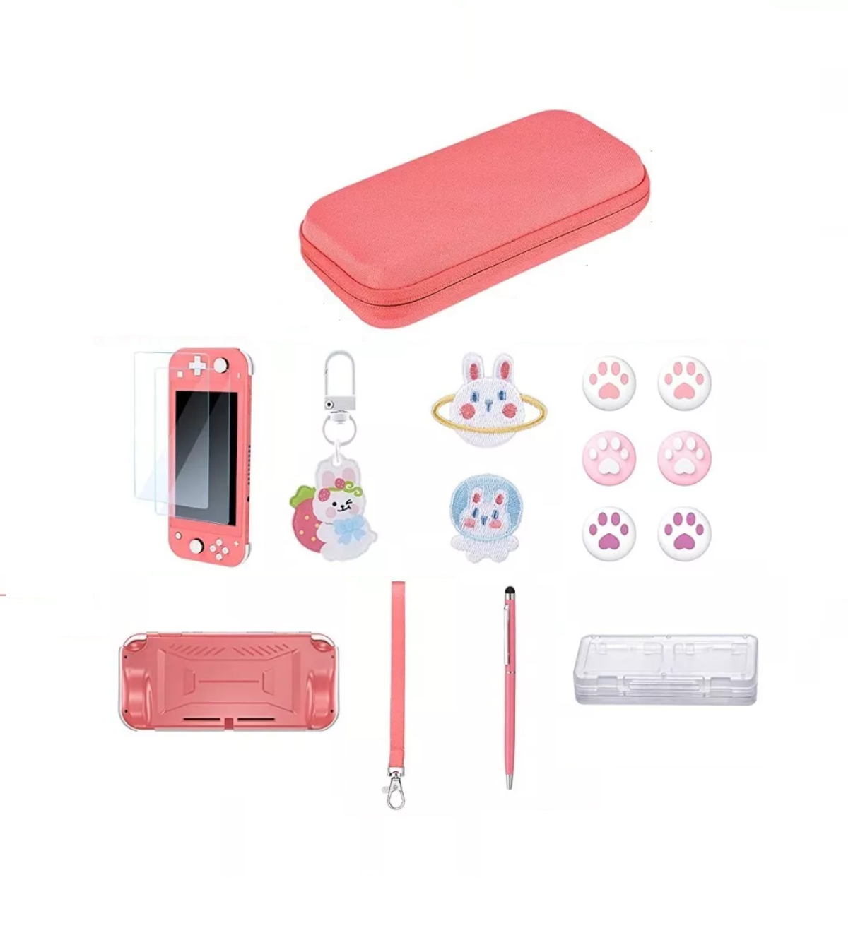 Foto 2 pulgar | Funda para Nintendo Switch Lite Belug Rosa con Accesorios