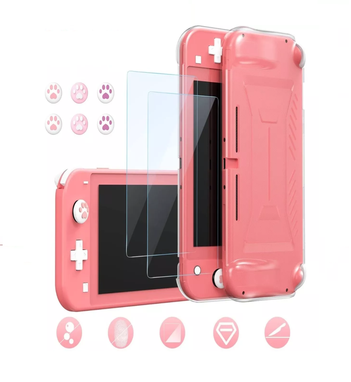 Foto 3 pulgar | Funda para Nintendo Switch Lite Belug Rosa con Accesorios