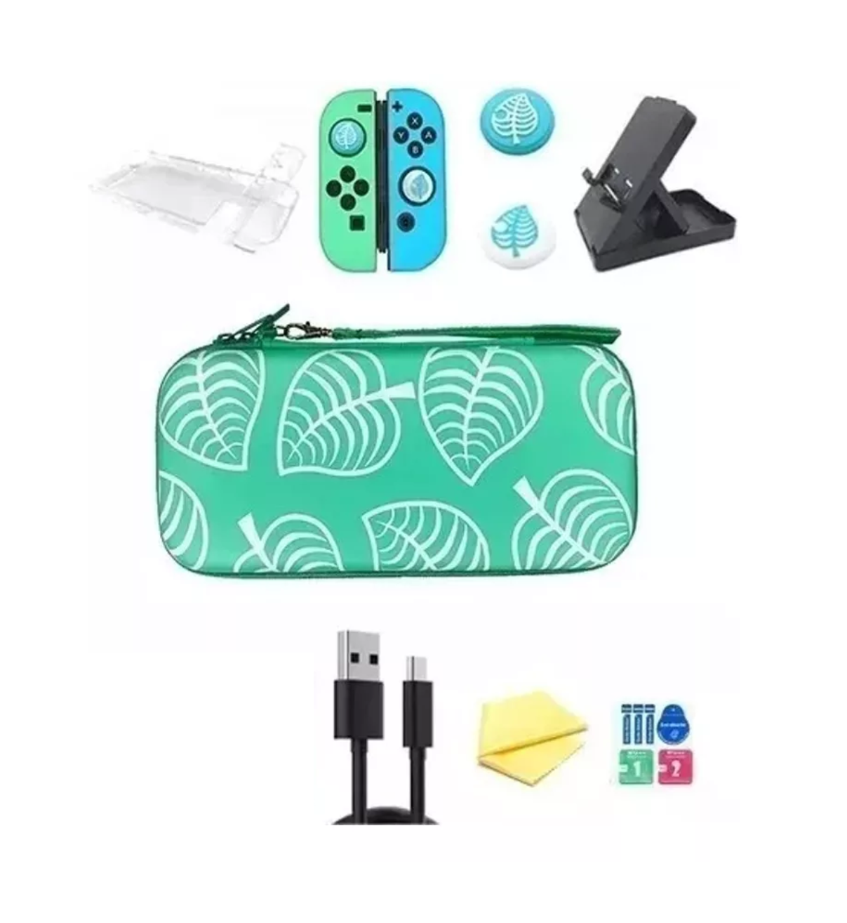 Foto 1 | Funda Nintendo Switch Estuche Accesorios Animal Crossing Verde