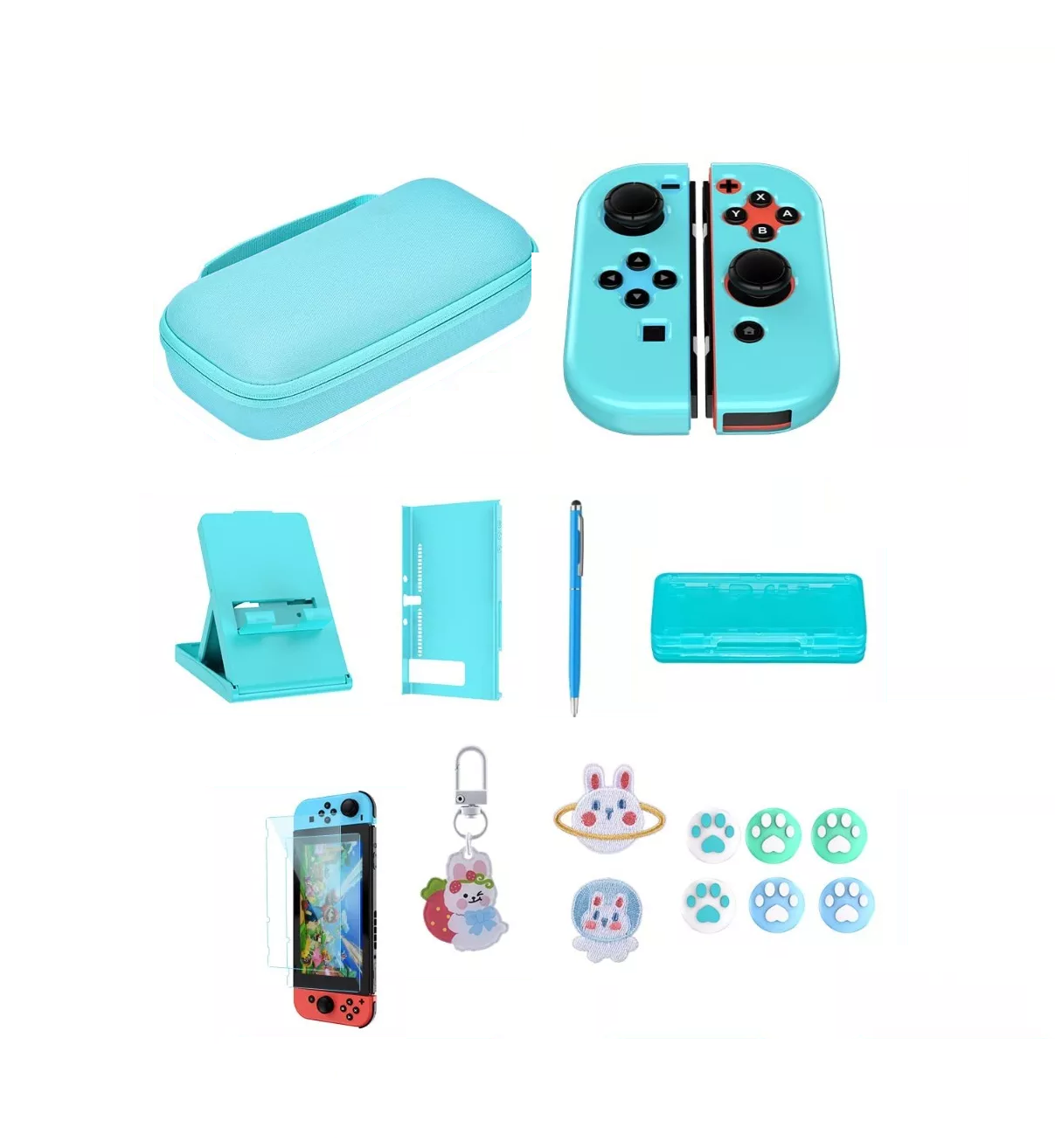 Kit De Accesorios Para Nintendo Switch Funda Estuche 18 Pcs Azul $1,529