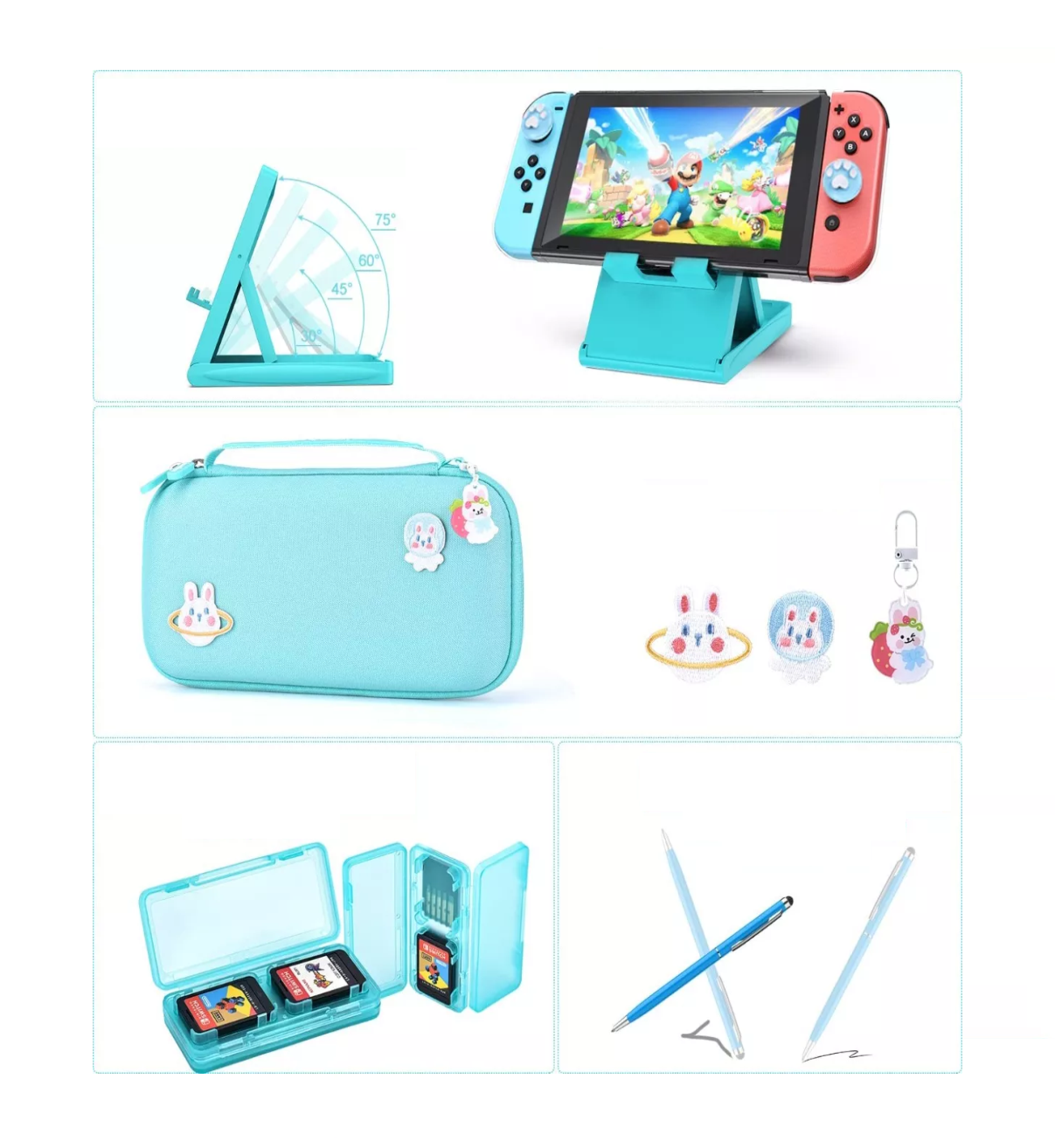 Foto 3 pulgar | Kit De Accesorios Para Nintendo Switch Funda Estuche 18 Pcs Azul