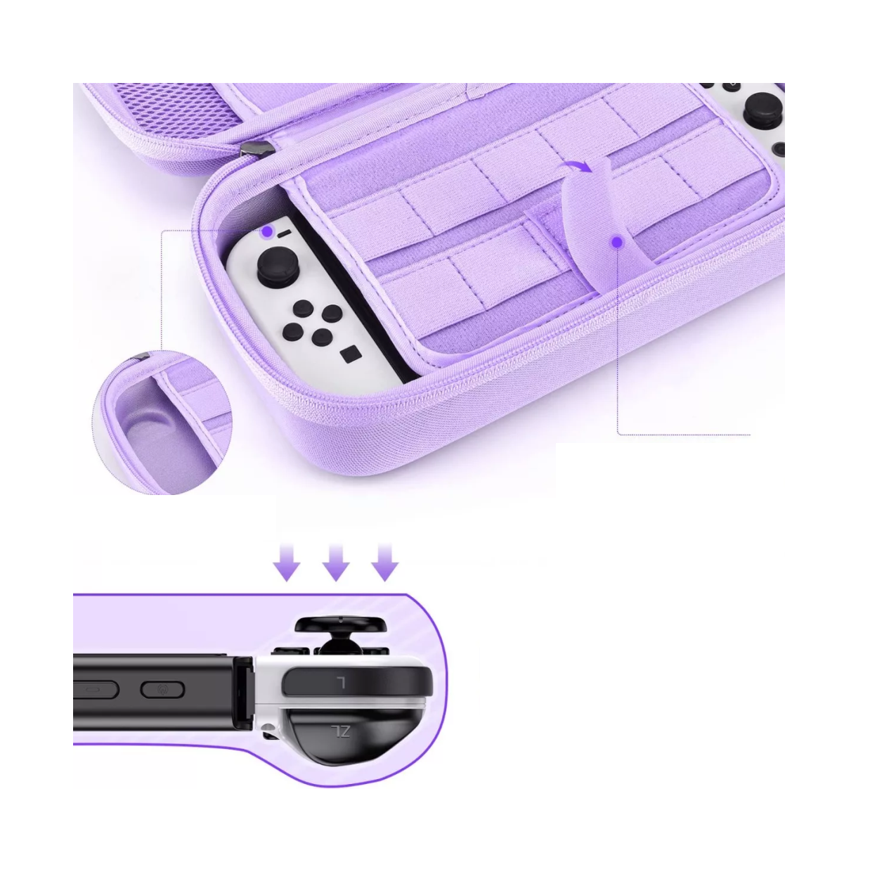 Foto 3 pulgar | Kit de Accesorios para Nintendo Switch Oled Estuche 18 en 1 Lila