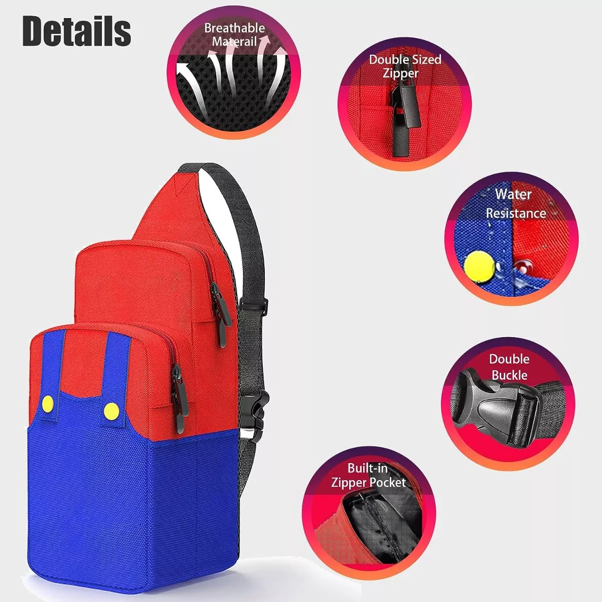 Foto 4 pulgar | Mochila Estuche Para Nintendo Switch, Bolsa De Pecho - Mario Eo Safe Imports Esi-14451 Multicolor