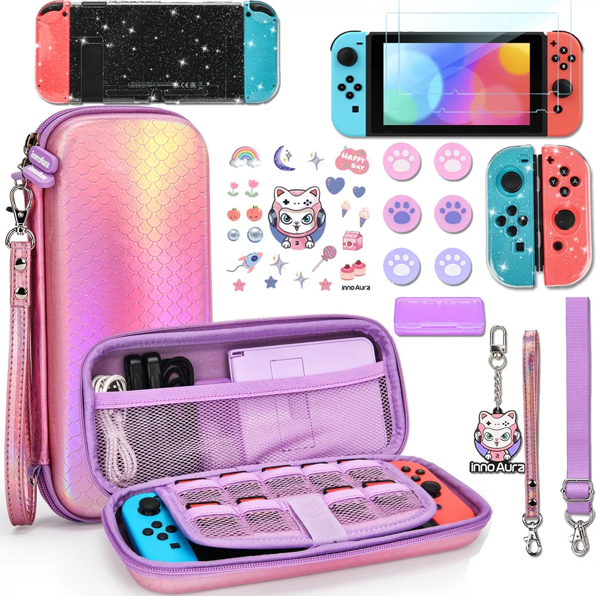 Foto 2 pulgar | Kit De 16 Accesorios Para Nintendo Switch Estuches Mermaid Eo Safe Imports Esi-14454 Multicolor