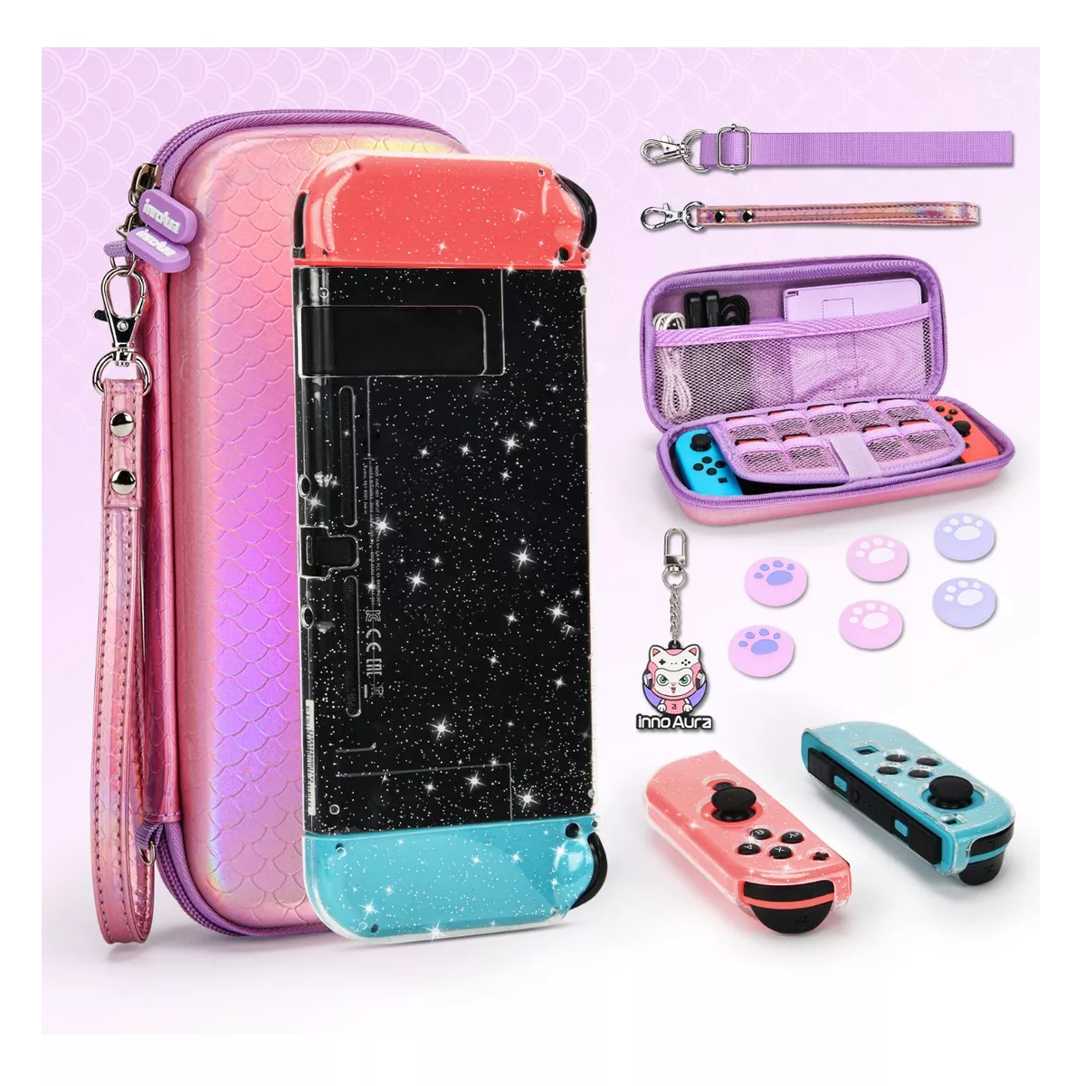 Foto 4 pulgar | Kit De 16 Accesorios Para Nintendo Switch Estuches Mermaid Eo Safe Imports Esi-14454 Multicolor