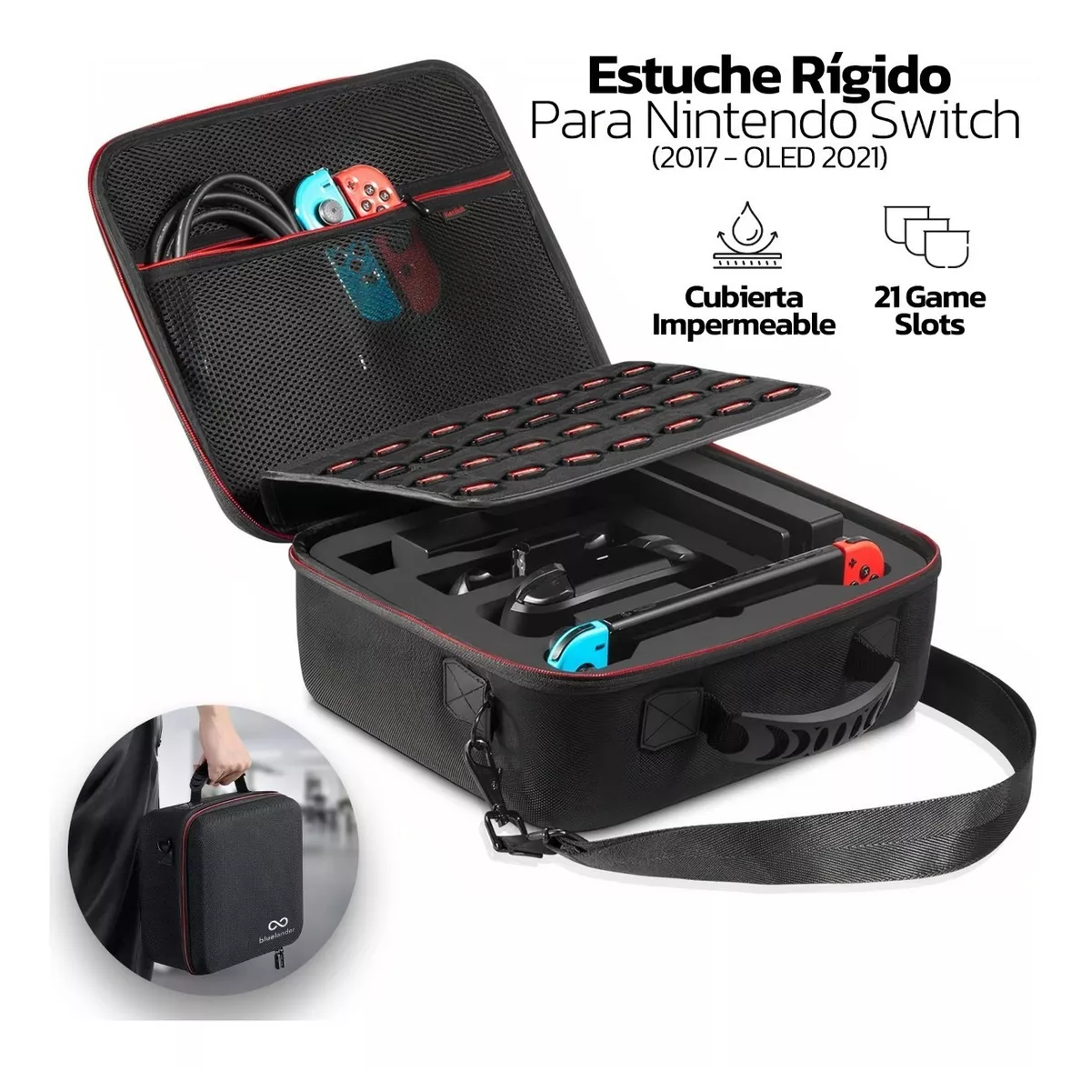 Foto 3 pulgar | Estuche Rígido Nintendo Switch Juegos Accesorios Resistente Eo Safe Imports Esi-14456 Negro