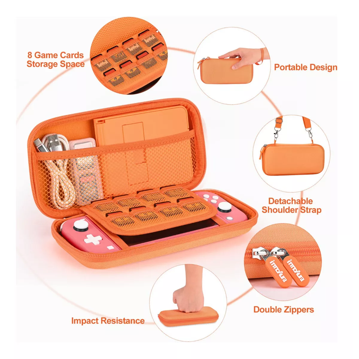 Foto 4 pulgar | Kit De Accesorios Para Nintendo Switch Lite Bolsa  Eo Safe Imports Esi-14452 Naranja