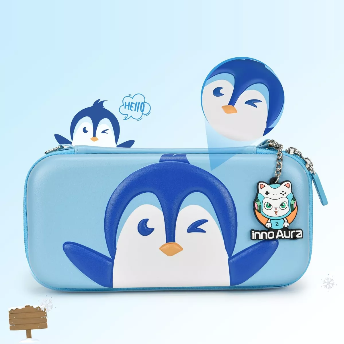 Foto 3 pulgar | Kit De Accesorios Para Nintendo Switch Lite Funda Pingüinos Eo Safe Imports Esi-14442 Azul