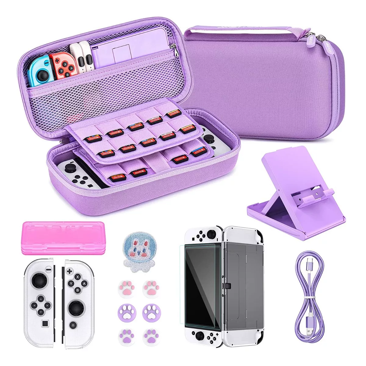 Foto 2 pulgar | Kit De Accesorios Con Estuches Para Nintendo Switch Oled Eo Safe Imports Esi-14443 Purpura