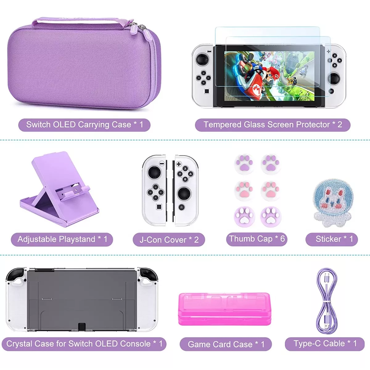 Foto 3 pulgar | Kit De Accesorios Con Estuches Para Nintendo Switch Oled Eo Safe Imports Esi-14443 Purpura