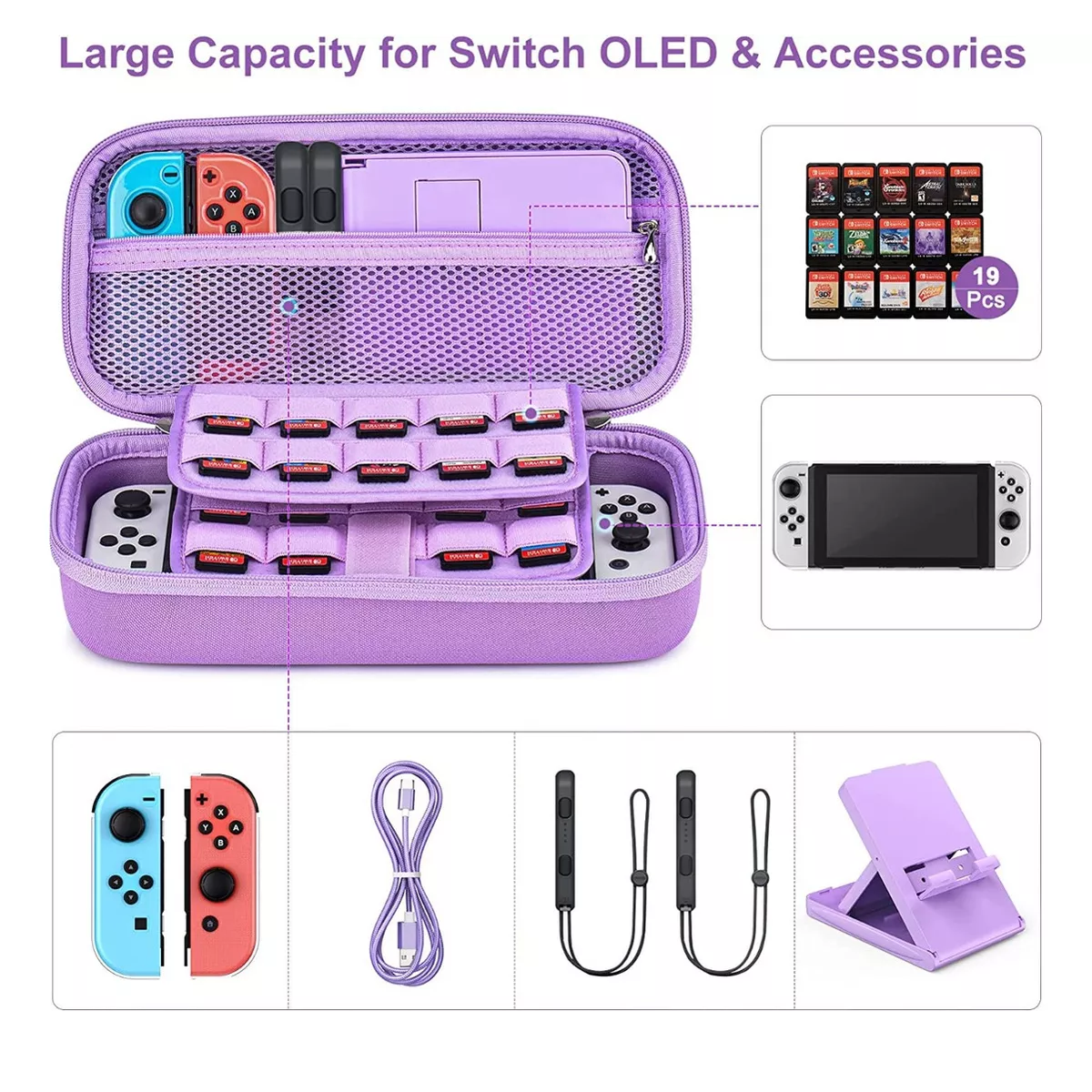 Foto 4 pulgar | Kit De Accesorios Con Estuches Para Nintendo Switch Oled Eo Safe Imports Esi-14443 Purpura