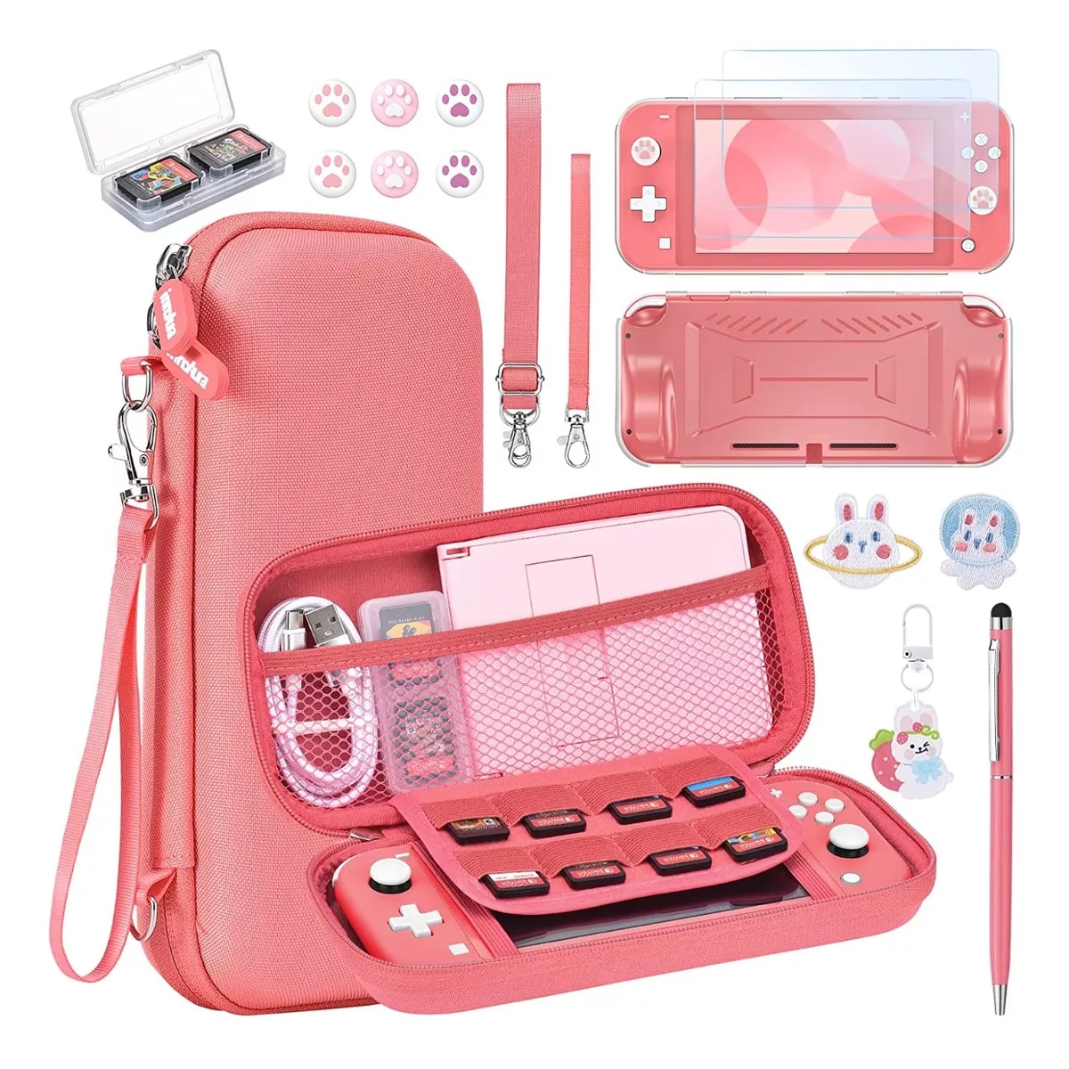 Kit De Accesorios Estuche Para Nintendo Switch Lite 15 En 1eo Safe Imports Esi-14438 Coral $609