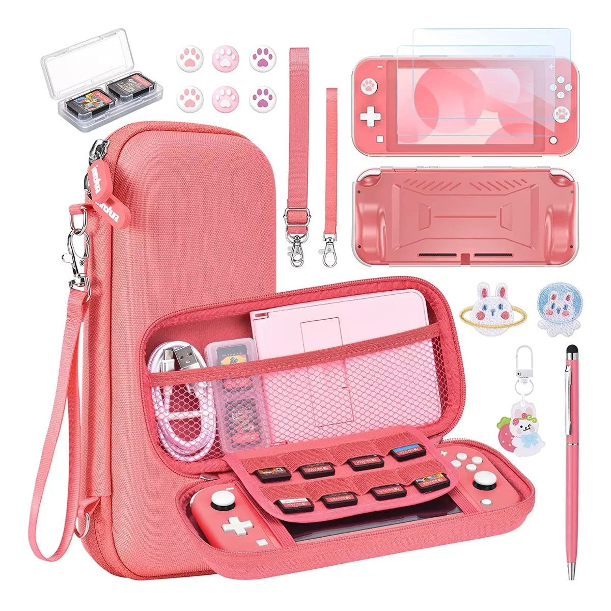 Foto 2 pulgar | Kit De Accesorios Estuche Para Nintendo Switch Lite 15 En 1eo Safe Imports Esi-14438 Coral