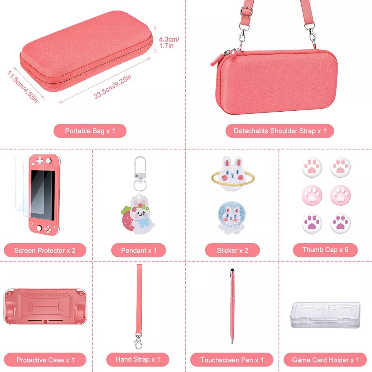 Foto 2 | Kit De Accesorios Estuche Para Nintendo Switch Lite 15 En 1eo Safe Imports Esi-14438 Coral