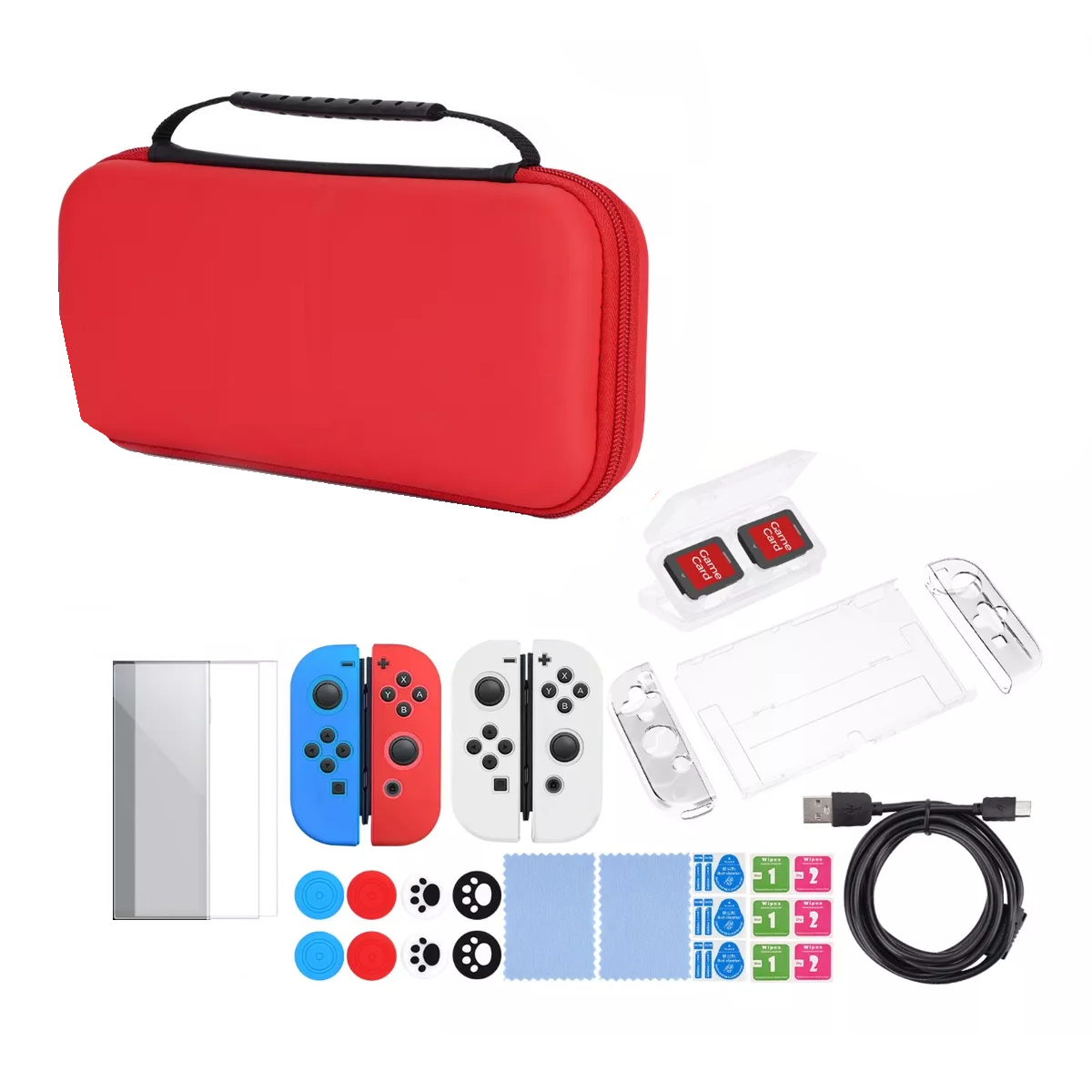 Foto 2 pulgar | Kit De 30 Accesorios Funda Para Nintendo Switch Oled Estuche Eo Safe Imports Esi-14433 Rojo